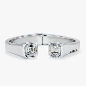 UNO de 50 bracelet • BE UNIQUE • Silver Plated With White Faceted Crystal Ends
